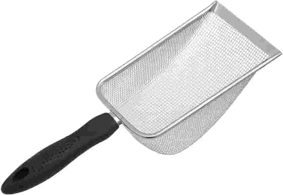 Pá Coletora Para Caixa de Areia de Gato 3 tamanhos, Pazinha Higiênica Para Areia de Gato, Limpeza de Terrários, Gaiolas e Outros Ambientes Pets, Peneira de Aço Inox Premium (1,0mm)