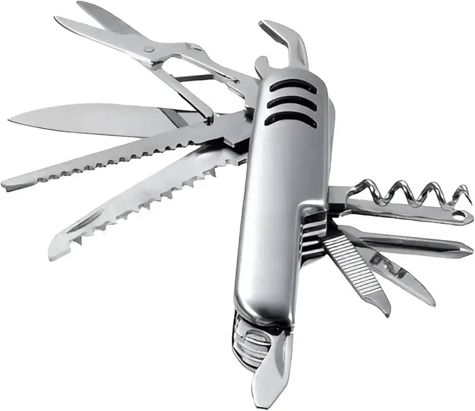 Canivete Suíço Multifuncional, 11 Funções, Aço Inoxidável, 15cm Aberto