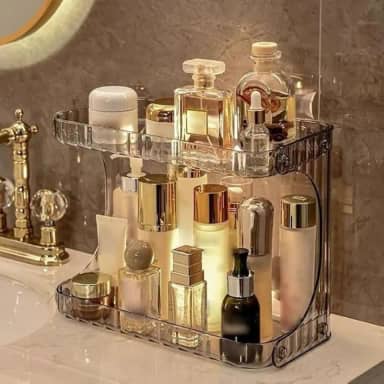 Organizador Multiuso Prateleira 2 Andares Maquiagem Cosméticos Makes Banheiro Cozinha Acrílico Case Quarto Penteadeira Premium