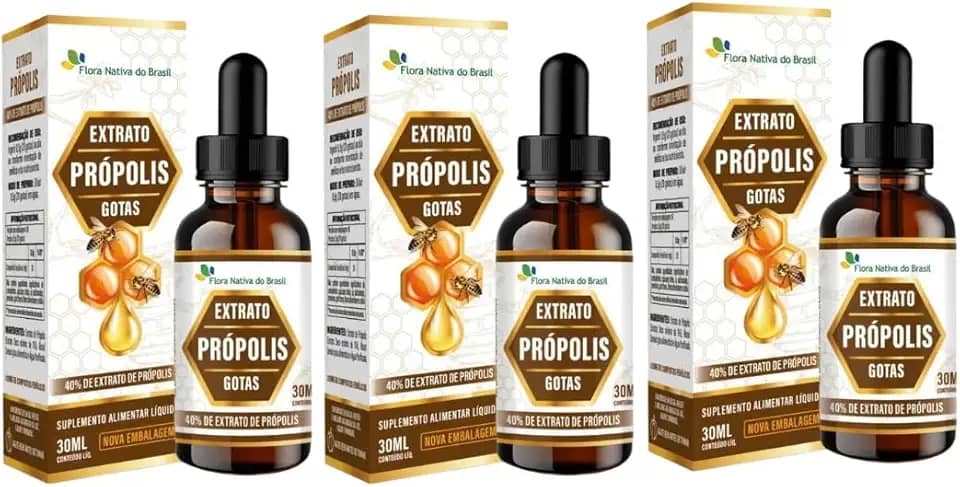 Kit 3x Extrato de Própolis (40% EXT) Marrom 30ML Flora Nativa do Brasil