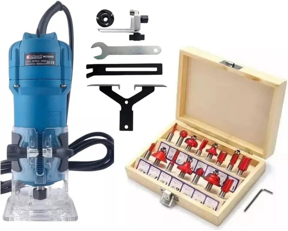 Tupia Laminadora 900w + Jogo De Fresas 15 Peças 6mm 30000rpm (110, Volts)