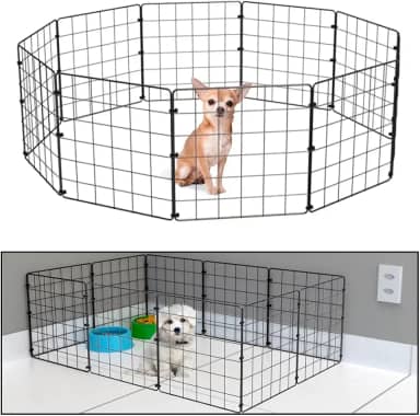 Cercadinho Pet Dobravel Móvel Articulado Cachorro Pequeno Porte Gato 10 Telas 30cm Preto