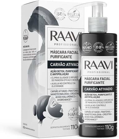 Máscara Facial Purificante Carvão Ativado Raavi 110g