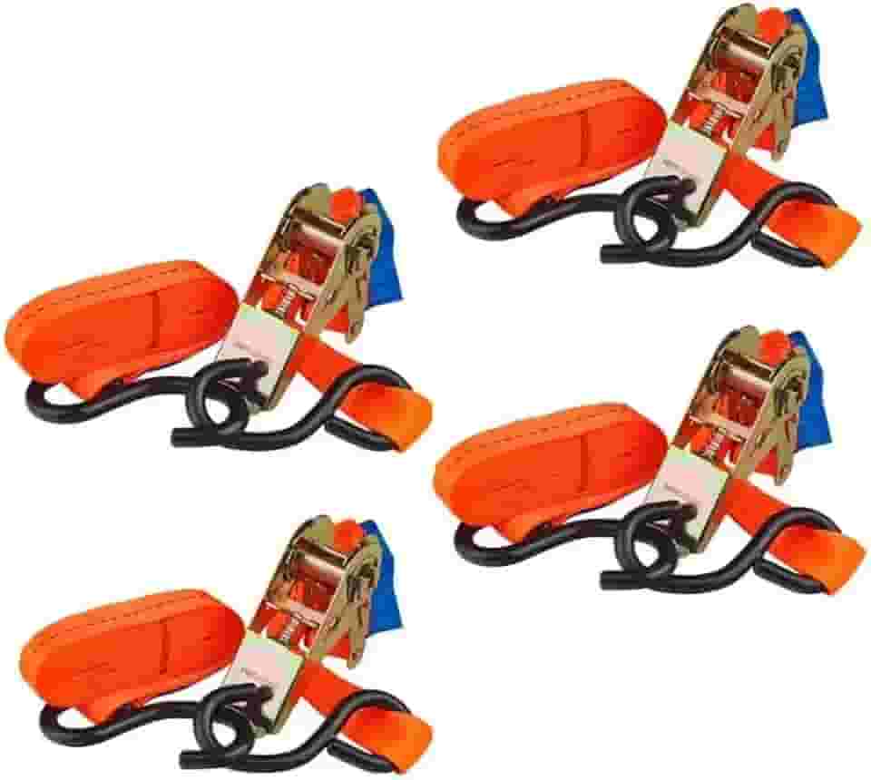 Kit com 4 Conjuntos de Catraca com Cinta de Amarração - 3mt, 800kg - Ideal para Náutica, Motos, Barcos, Carrocerias e Carretinhas