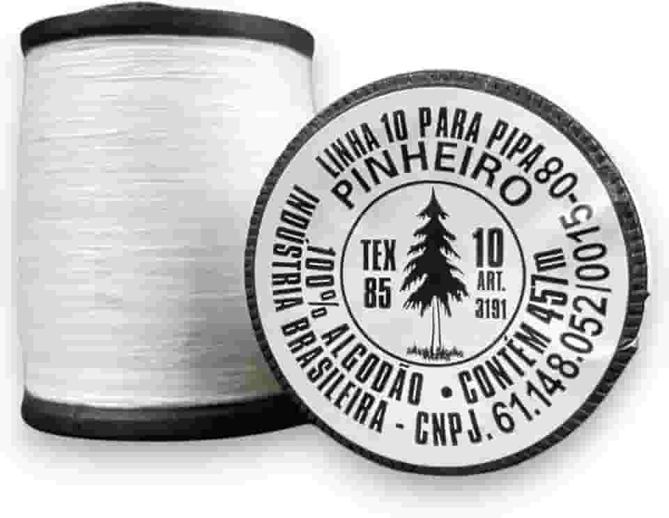 Linha Pinheiro para Pipa, Fio 10, 500 Jardas, Tex 85, Branco, 100% Algodão 1 Unidade