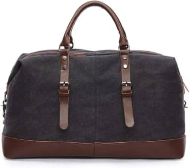 Mala De Viagem Masculina Executiva De Lona E Couro Compartimento Para Notebook Grande E Resistente - ZAFIN (Preto)