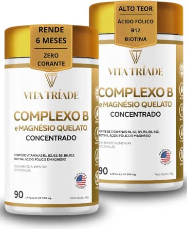 Complexo B Ultra Concentrado com Magnésio - kit 180 cápsulas Rende 6 meses - Vita Tríade