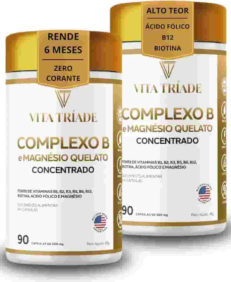 Complexo B Ultra Concentrado com Magnésio - kit 180 cápsulas Rende 6 meses - Vita Tríade