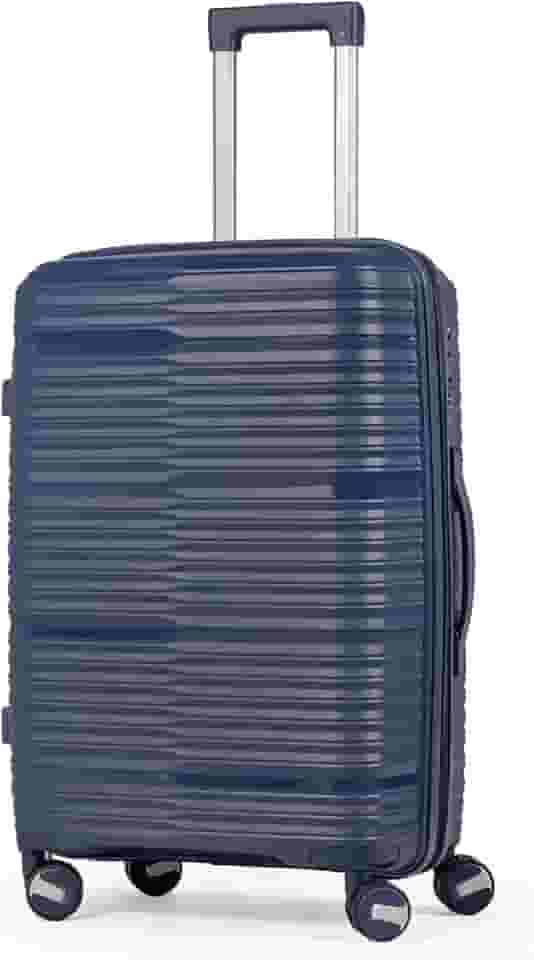 Mala De Viagem Média 23Kg Polipropileno Rodas Duplas 360 Fibra Rígida Leve Resistente Para Despachar (AZUL, MÉDIA)