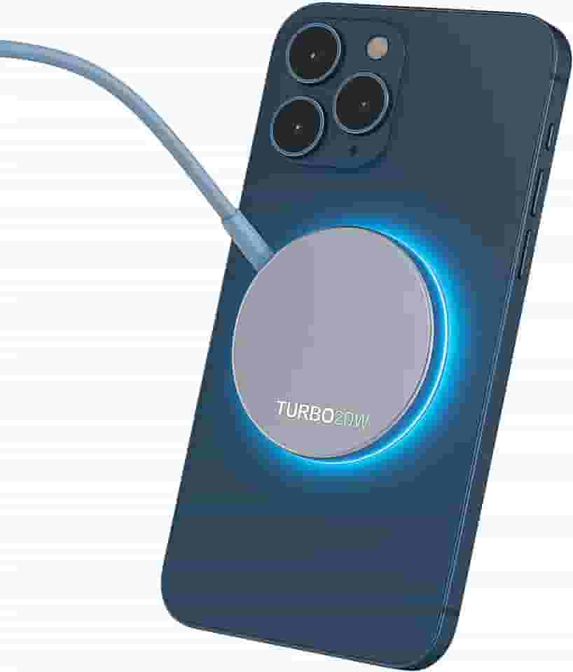 Carregador Magnético Sem Fio 20W USB-C, Base Indução Qi Compatível Smartphones, Carregamento Wireless Portátil