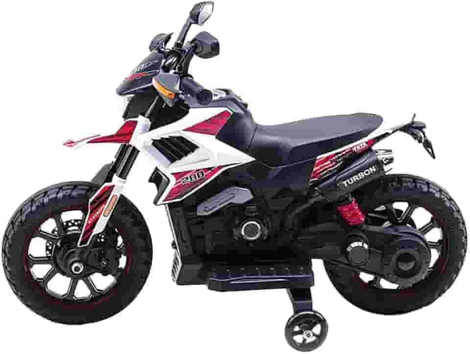 Zippy Toys, Moto Elétrica Recarregável Infantil com Luz e Sons Big Trail 6V - Branco
