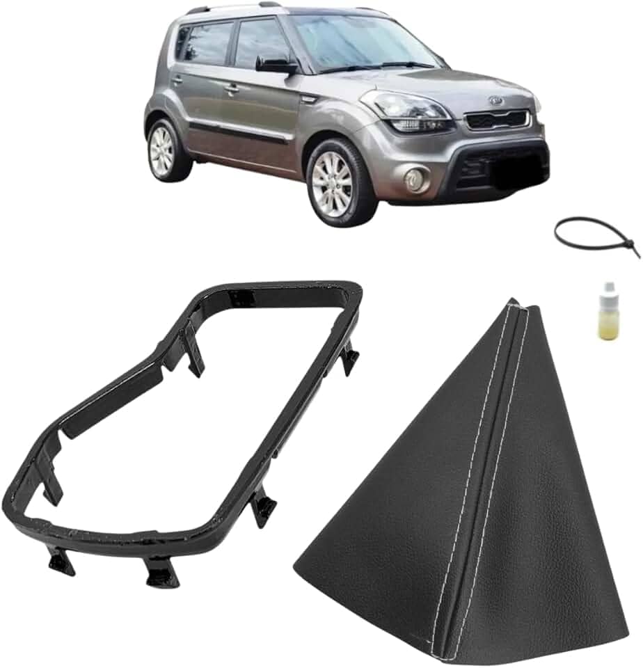 Kit Coifa Courvin E Aro Suporte Anterno Câmbio Automático Compatível Com Soul Ex 2011 2012 (Modelo 2012) (PRETO - COSTURA PRATA)