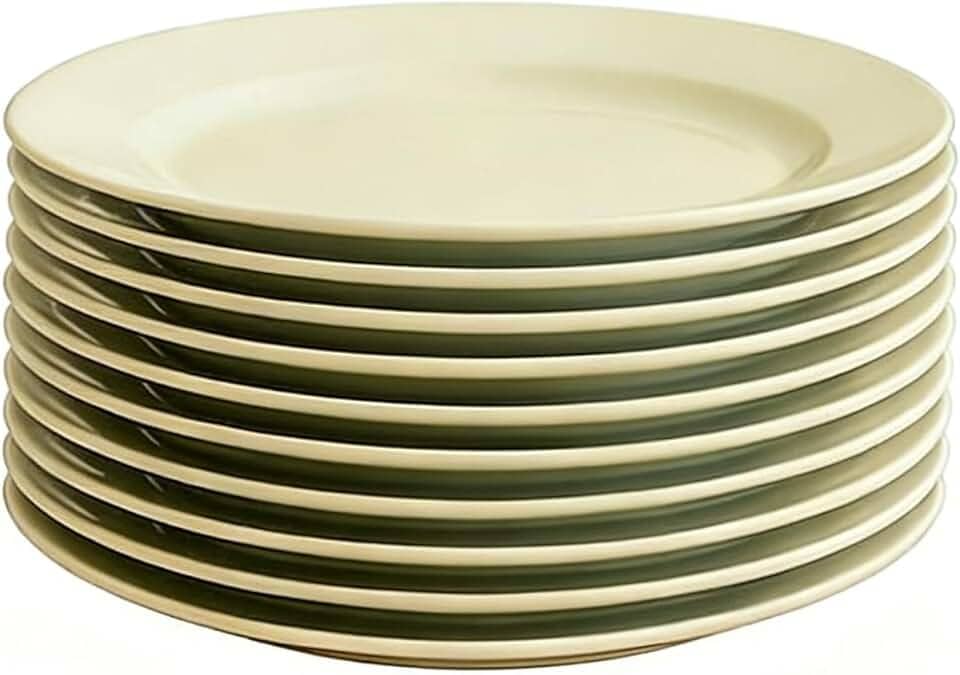 Jogo de Pratos de Jantar - Kit 12 Pratos (6 Rasos + 6 Fundos) Vidro Temperado Branco Opaline, Resistente ao Micro-ondas/Lavadora, Ideal para Almoço, Jantar, Hotel ou Festas Familiares(6 Pratos,Fundo)