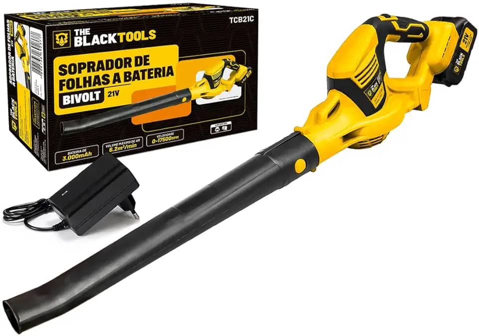 Soprador De Folhas A Bateria 21v Elétrico Cor Amarelo 110v/220v Tcb21c The Black Tools