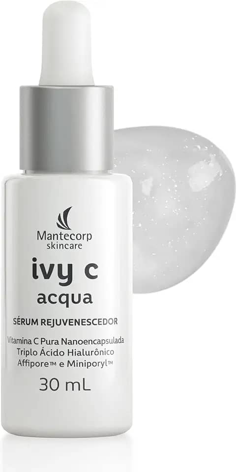 Sérum Rejuvenescedor Facial Ivy C Acqua – 30ml – Vitamina C Pura – Hidratação Tripla e Controle de Oleosidade – Mantecorp