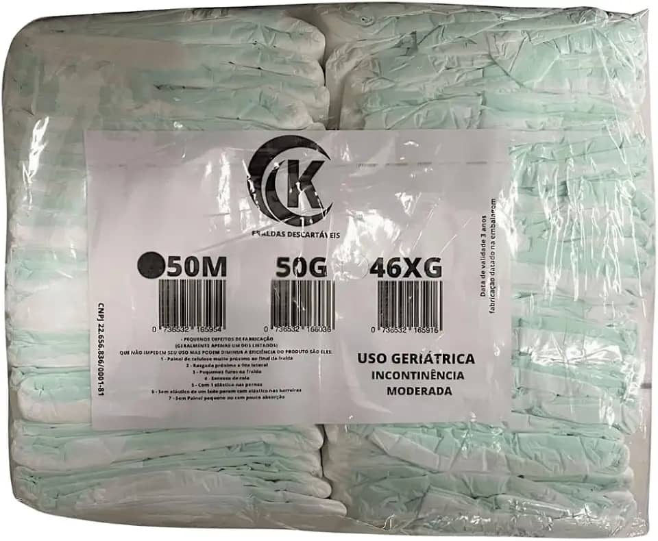 Fralda Geriátrica Adulto Segunda Linha Com 50 Unidades Tamanho M G XG Incontinência Moderada (Médio)