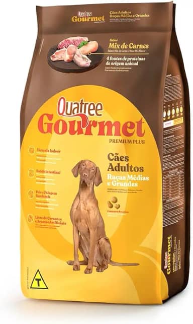 Quatree Gourmet Ração Seca Sem Corantes Cães Adultos Raças Médias e Grandes 10,1kg