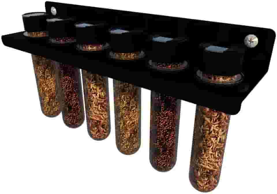 Porta Tempero para Parede, com 5 Tubos em Acrílico, Preto, DiCarlo