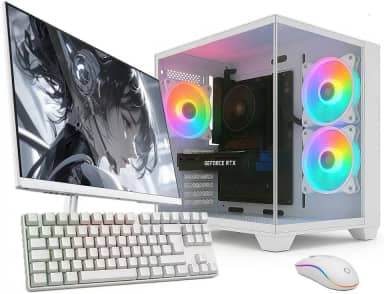 PC Gamer Completo Skill Apex Series, AMD Ryzen 5 5500, Radeon RX 580 8GB, 16GB DDR4, SSD 1TB M.2, Monitor LED 24' 180Hz, Branco SAS009