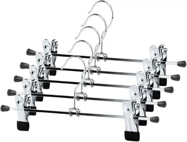 Kit 10 Cabides Presilha Metal Cromado Premium Saia Calça Bermuda Vestido Reforçado