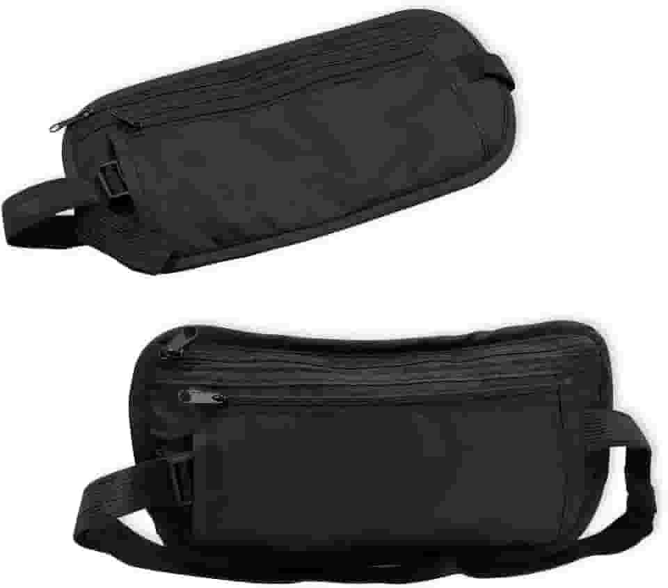 Pochete Doleira Antifurto para Dia a Dia com 2 Compartimentos e Resistente à Água Discreta Segurança Preta