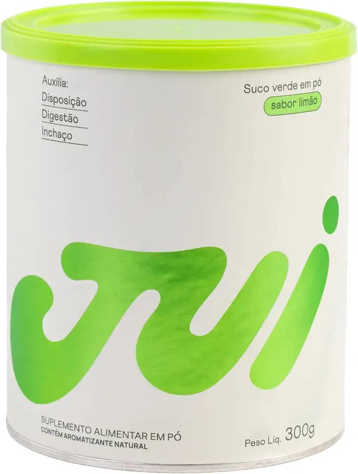 Jui Suco Verde em Pó Sabor Limão 30 Doses, Vegano, 100% Natural, Sem Lactose, Sem Glúten, Sem Açúcar, Para Inchaço e Saúde Intestinal