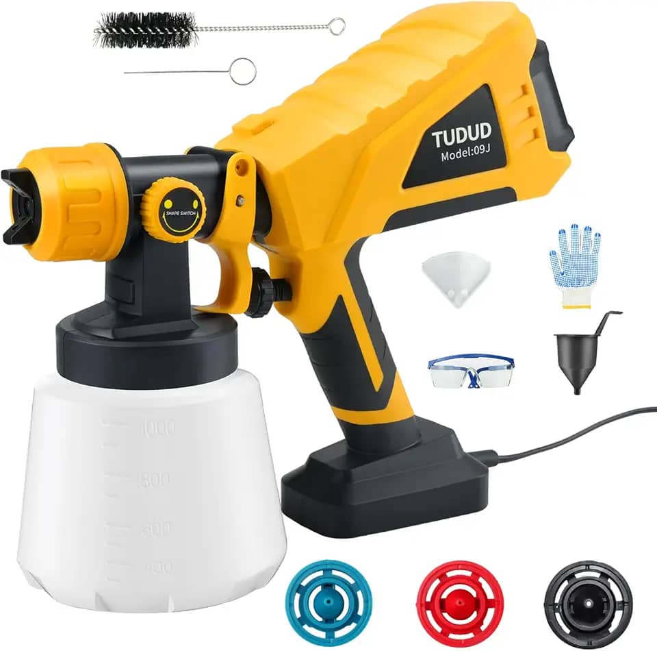 Pistola De Pintura Elétrica, 3 Bicos E Padrões Com Botão Largura Ajustável, Recipiente 1000 Ml, Pistolas Para Casas, Móveis, Cercas, Paredes, Projetos "Faça Você Mesmo"