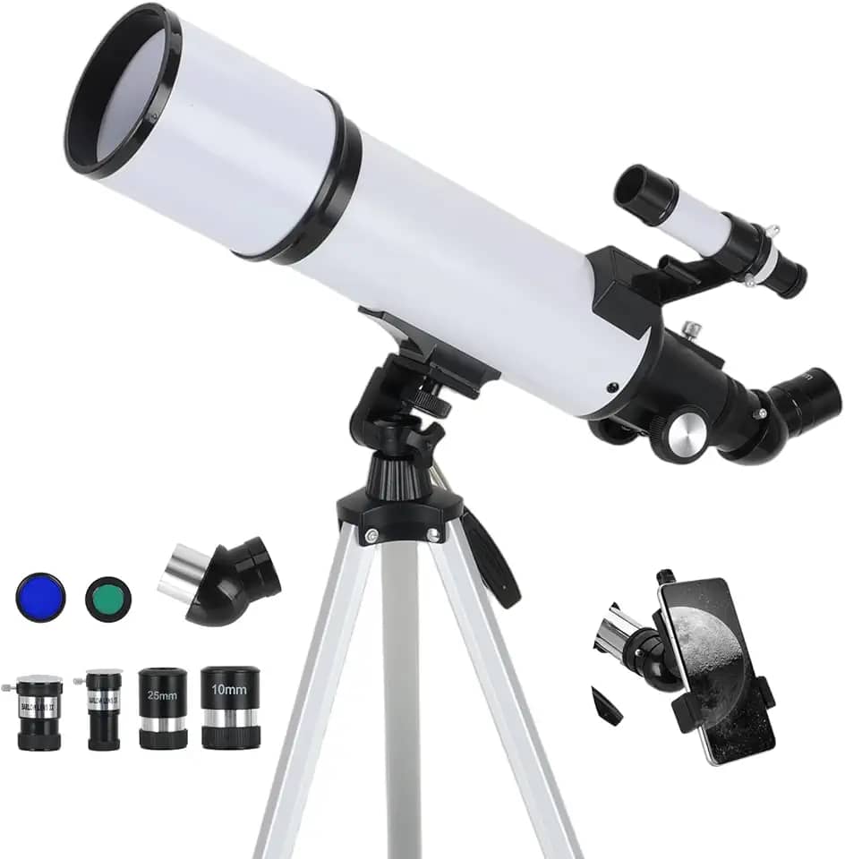 Telescópio Astronômico Profissional Portátil, em um Kit, com Kit Completo, Completo com Tripé Ideal para Iniciantes e Entusiastas da Astronomia, Presentes para meninos e meninas 