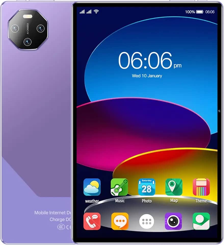 Tablet com tela de 11,6 polegadas, 8 GB de RAM + 256 GB de ROM, bateria de 12.000 mAh, edição WiFi, Android 13 (Roxo)