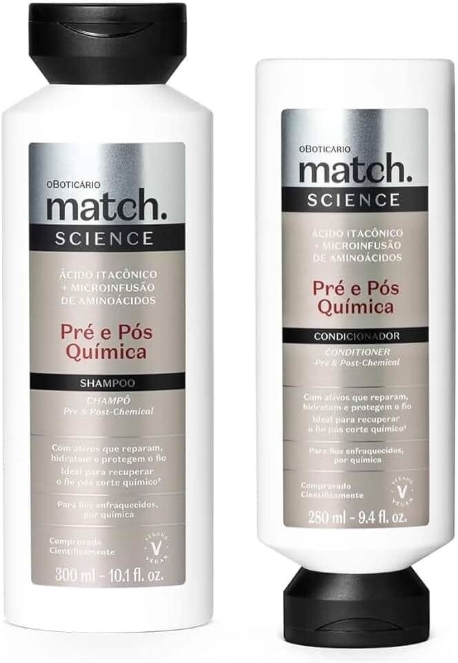Kit O BOTICARIO Match Shampoo e Condicionador Pré e Pós Química - Nutrição e Hidratação para Cabelos Quimicamente Tratados