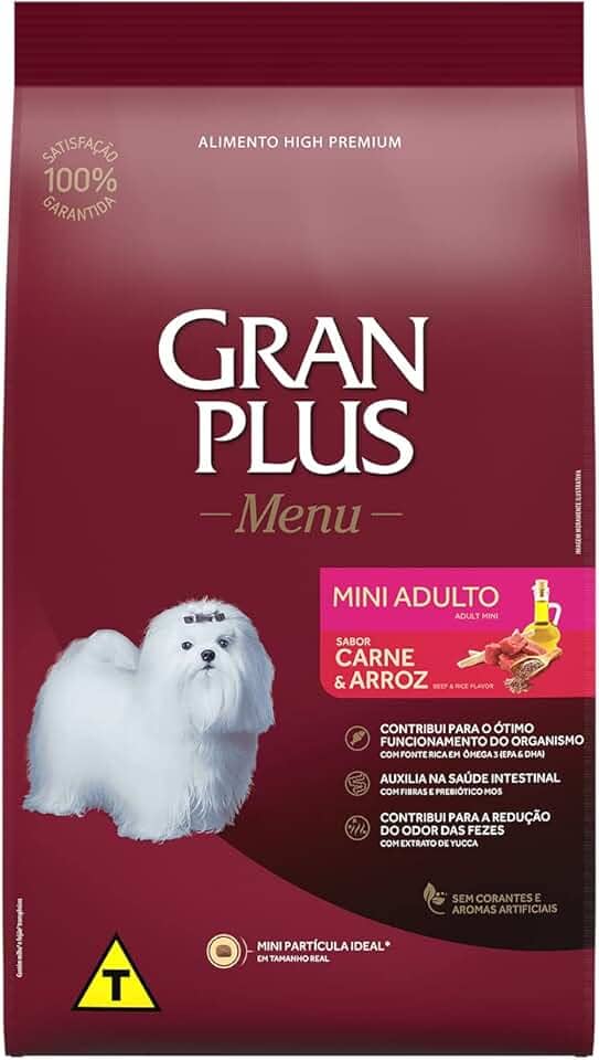 Granplus Ração Para Cães Adultos Mini Gran Plus Menu Carne E Arroz 3Kg