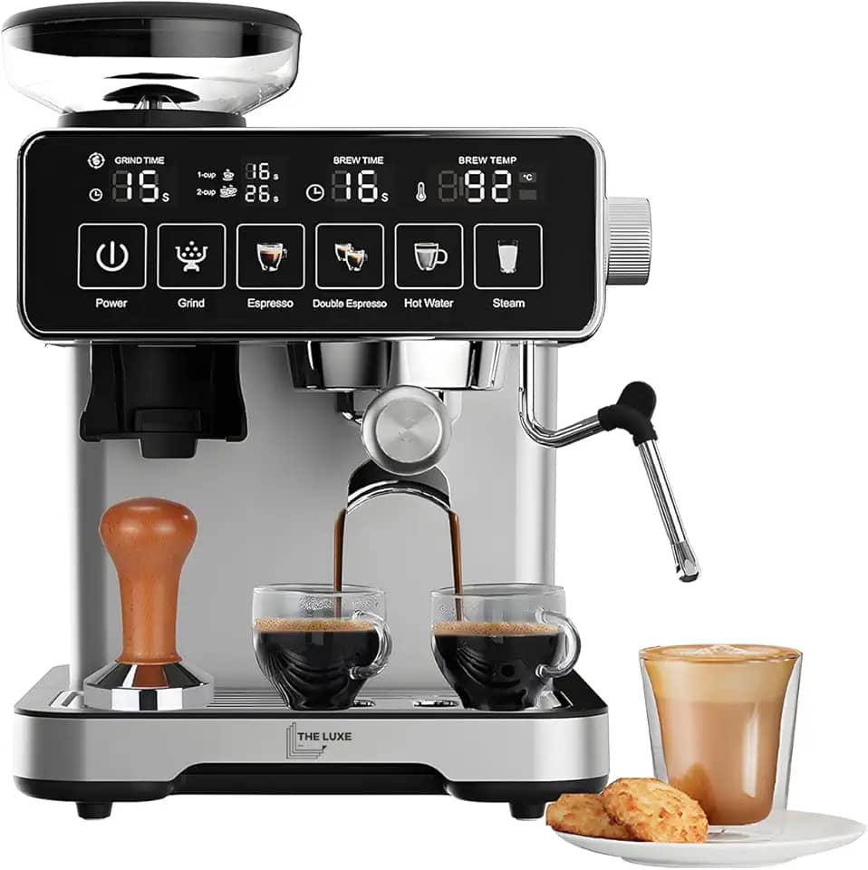 Cafeteira Espresso Profissional, 1260W, 20 Bar, Inox Premium, Moedor Integrado, Display Digital, Semi-automática, Uso Doméstico/Comercial, 220V