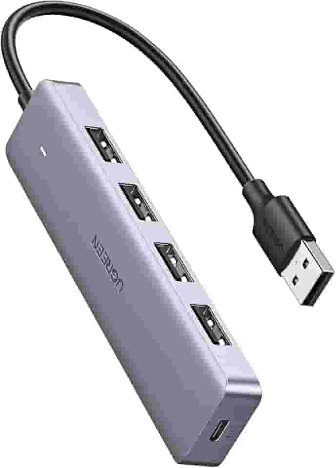 UGREEN Hub USB 3.0 4 portas com porta alimentada tipo C, extensor USB compatível com MacBook Mac Pro Mini iMac Surface Pro XPS IdeaPad MateBook X Pro, notebook, PC, USB, HDD móvel