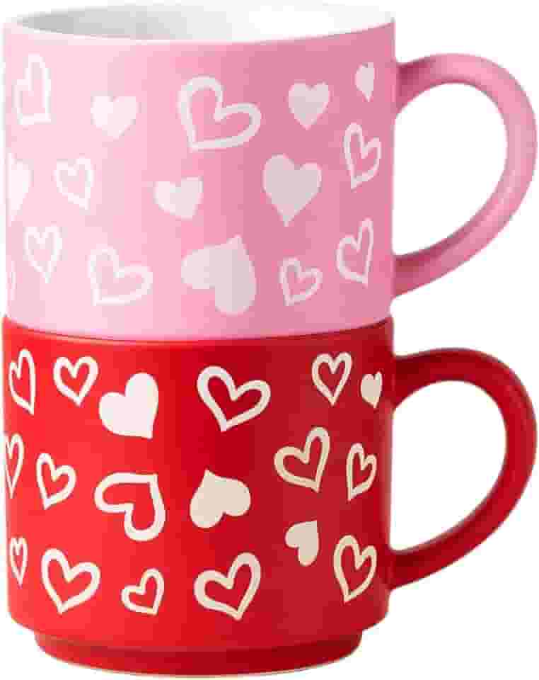 2 Canecas de Cerâmica Coração 520ml Presente Casal Namorado