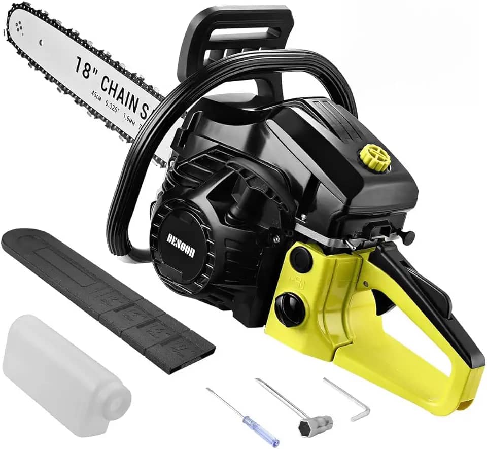 Motosserra A Gasolina 2T 52CC 2000W Profissional Serra Moto Elétrica de 18" Freio de Segurança Bomba de Óleo Automática Sistema Antivibratório com 560ml Reservatório