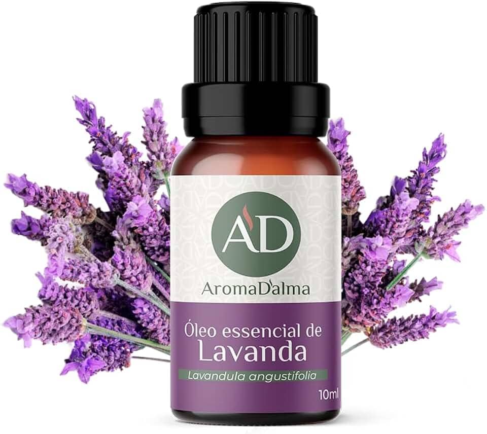 Óleo Essencial De Lavanda 100% Puro - 10ml - Ideal Para Difusor, Aromaterapia e Cuidados Com o Corpo I Aroma Floral, Doce e Delicado I Aroma D'alma