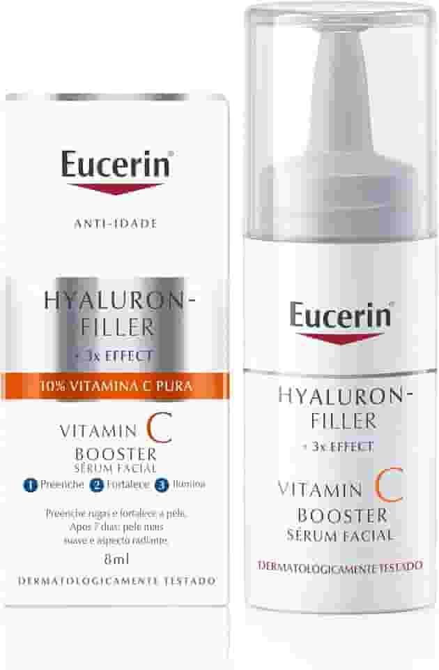 EUCERIN Sérum Facial Vitamina C Pura 10% Concentrado 8ml, Antioxidante, Pele Uniforme, Hyaluron-Filler, Ácido Hialurônico, Antirrugas