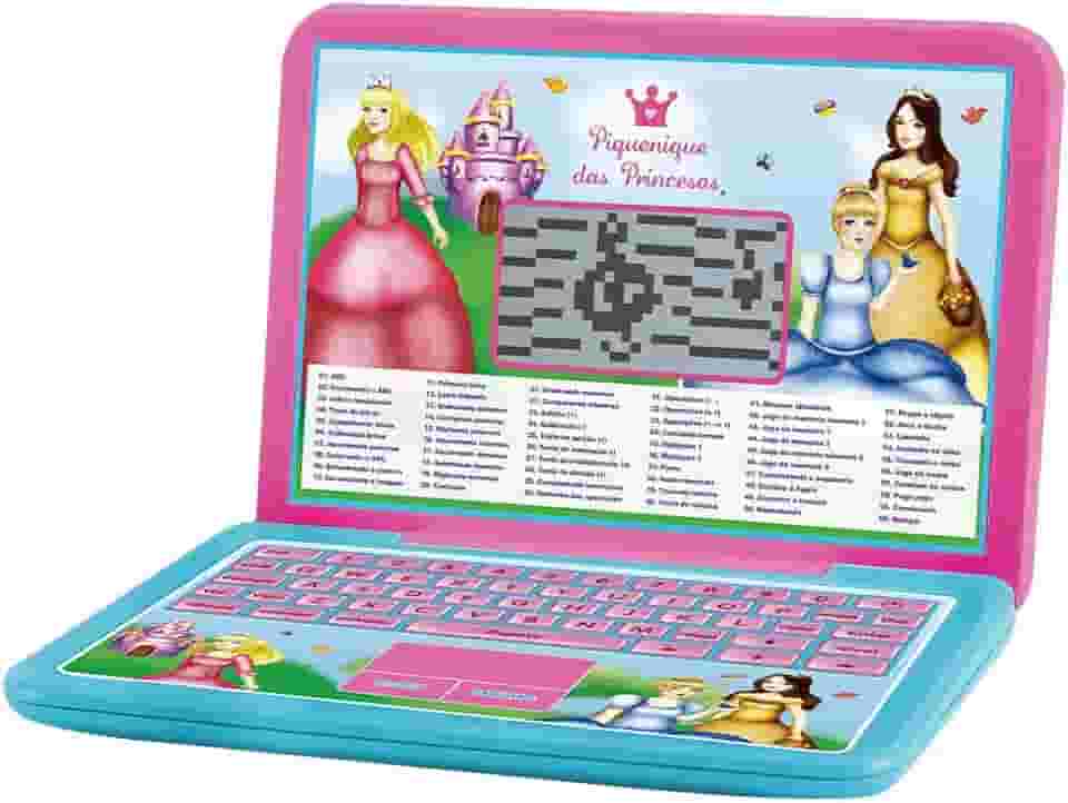 Laptop Infantil Bilingue 60 Atividades Princesas, DM Toys