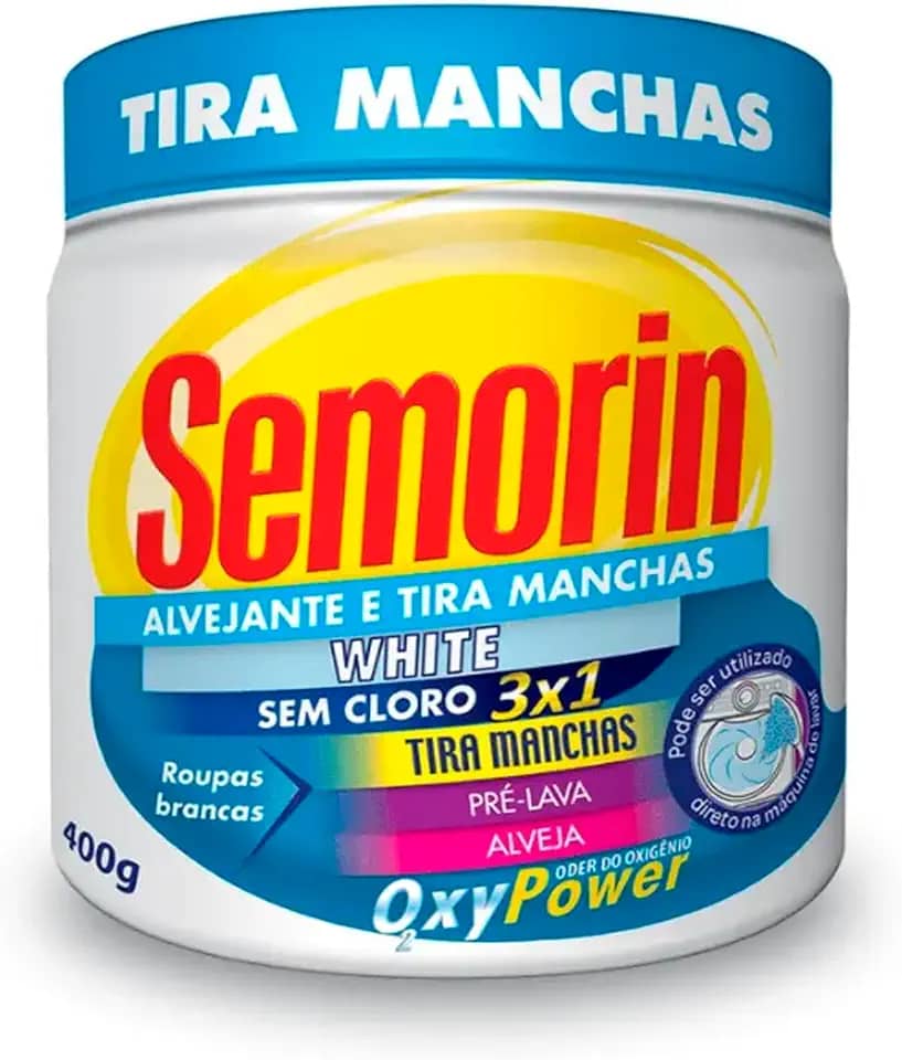 Semorin Tira Manchas em Pó 400g Roupas Brancas Alvejante Oxy Power