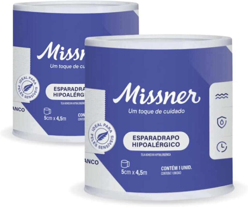 Esparadrapo Impermeável Fita Cirúrgica Hipoalérgico Discreta Missner 5cm X 4,5m - 2 Unidades