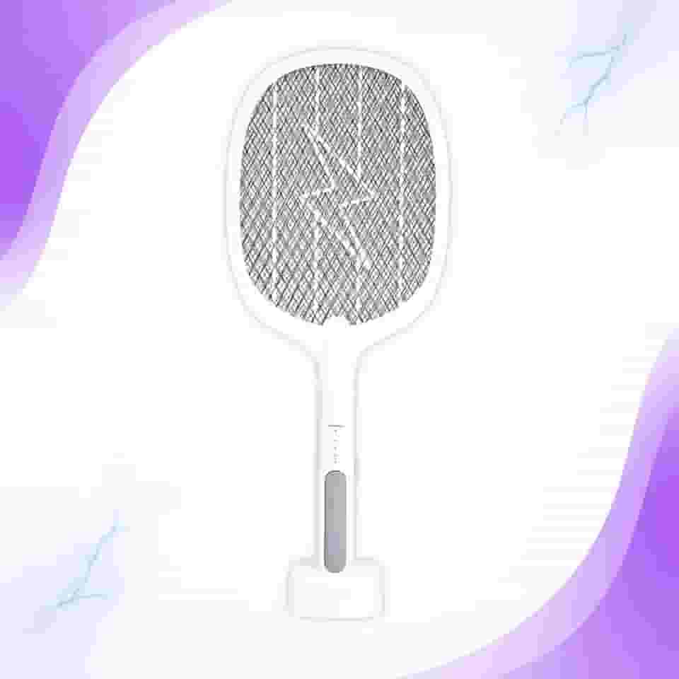 Raquete Elétrica Mata Mosquito Pernilongo 2 em 1 com Luz UV Armadilha Contra Dengue Insetos Recarregável USB Bivolt