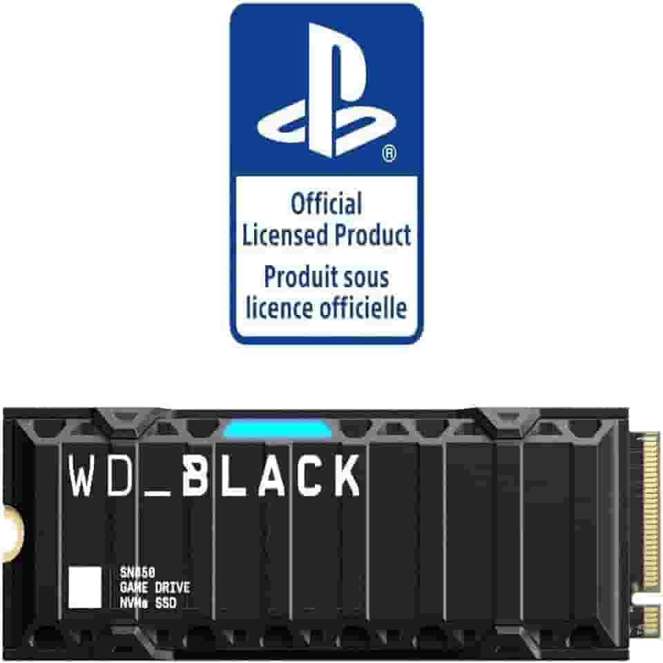 Western Digital 1TB SN850 NVMe SSD para consoles PS5 Unidade de estado sólido com dissipador de calor - PCIe Gen4, M.2 2280, até 7.000 MB/s - WDBBKW0010BBK-WRSN