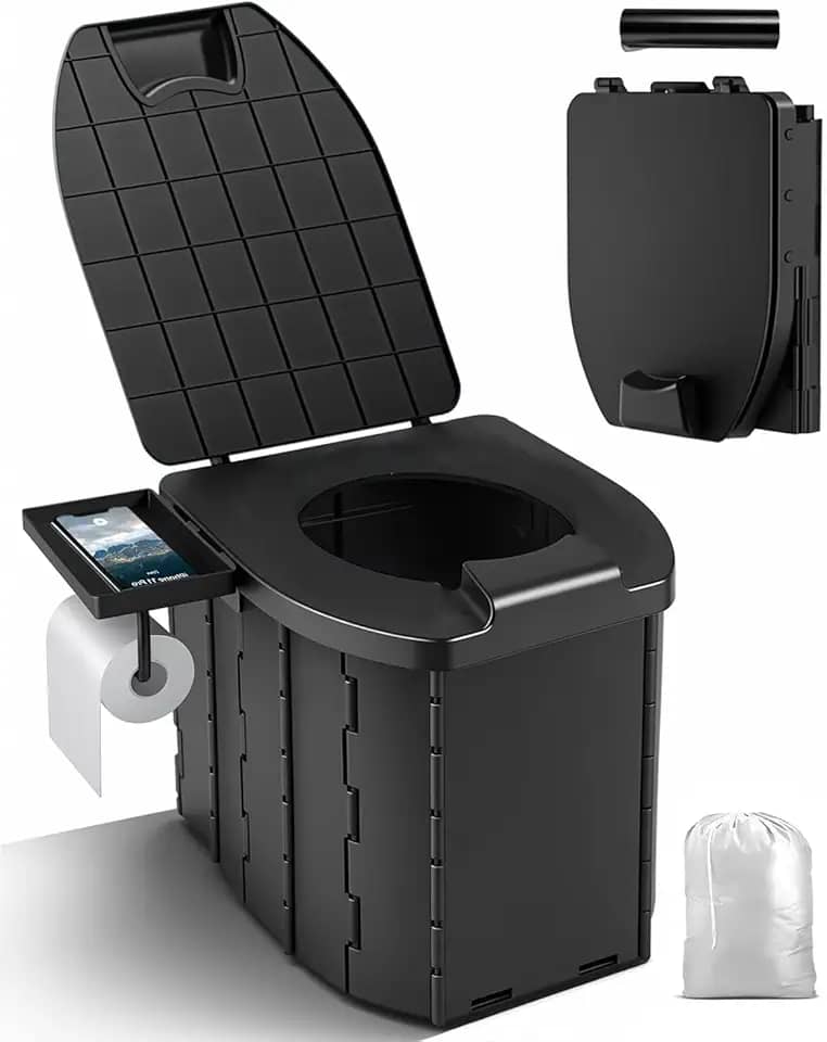 Vaso Sanitário Portátil para Acampamento, 32.5CM * 34.5CM * 32CM Banheiro Portatil, Um Banheiro Portatil Que Pode Suportar Até 400 Quilos, Penico Adulto, Banheiro do Carro