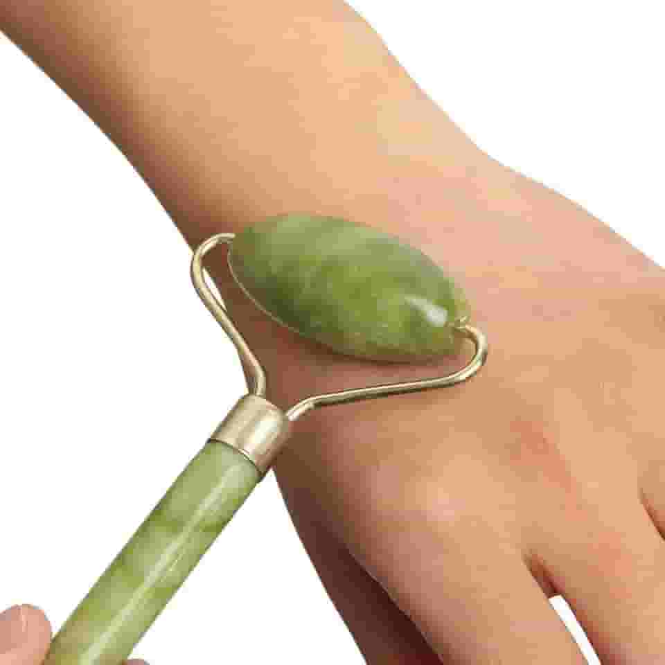 Massageador Rolo Massoterapia Facial Pedra Jade Anti Estresse e Anti Rugas