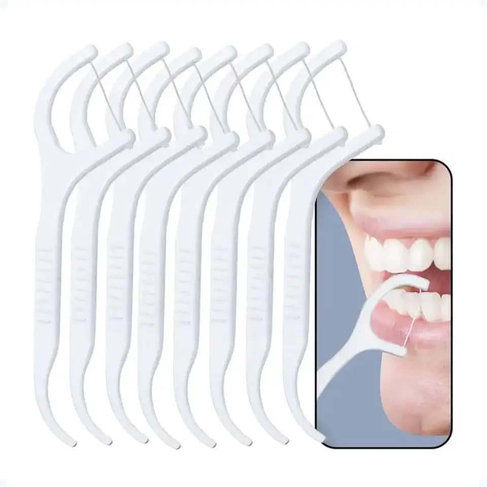 Fio Dental com Haste 30 Unidades, Limpeza Interdental Profunda e Prática, Flossers Resistentes que Não Desfiam, Remoção de Placa e Tártaro, Haste Ergonômica para Dentes Apertados, Uso Diário