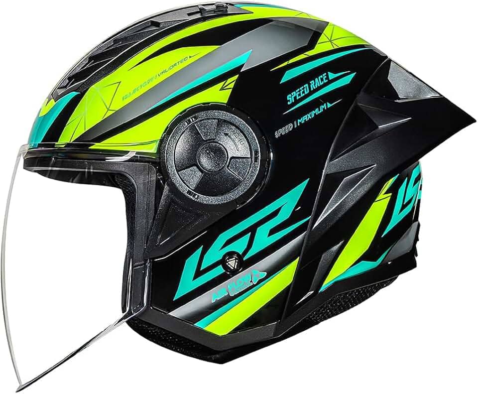 Capacete Moto Ls2 Aberto Airflow 2 Of616 Spoiler Draze Verde