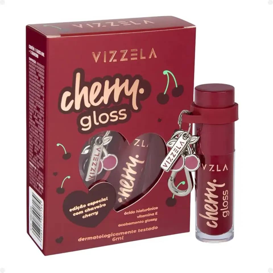 Lip Cherry Gloss Vizzela 6ml - Com Chaveiro Cherry
