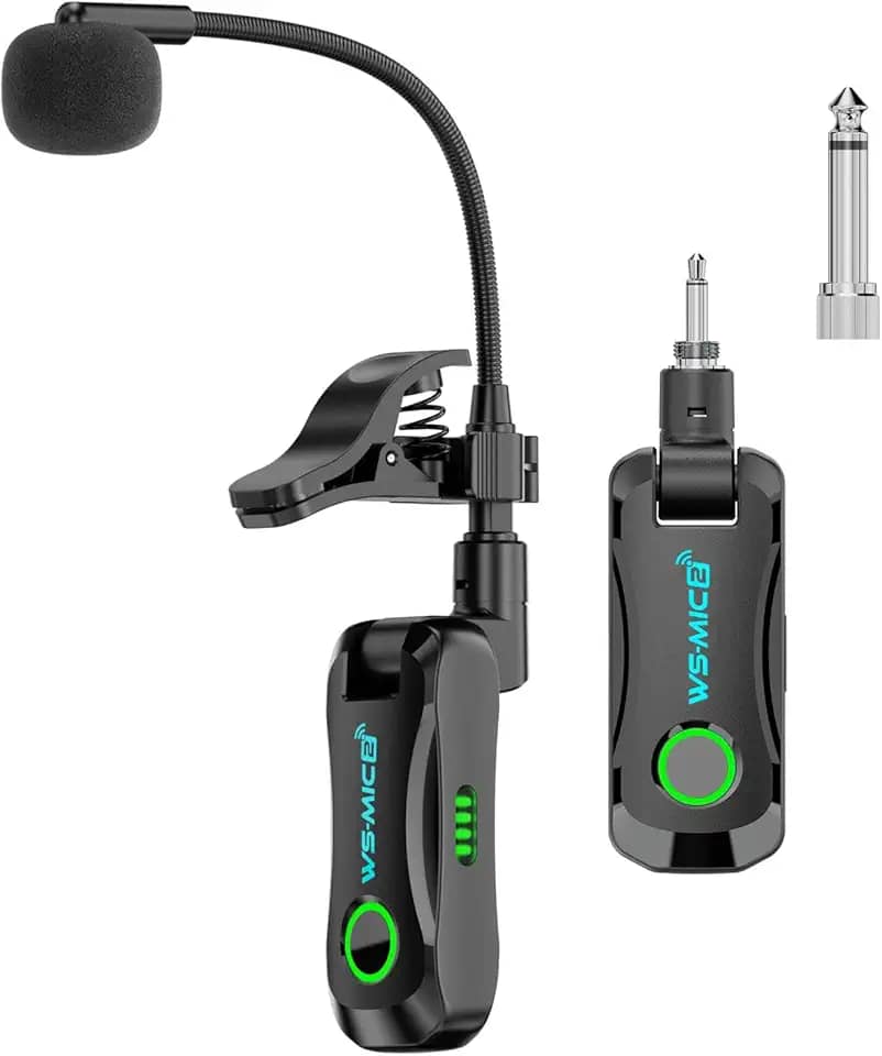 de Microfone para Saxofone com Receptor E Transmissor, Alcance de 30 Metros, Adequado para Flautas, Trompetes, Clarinetes, Alto-falantes E Ens
