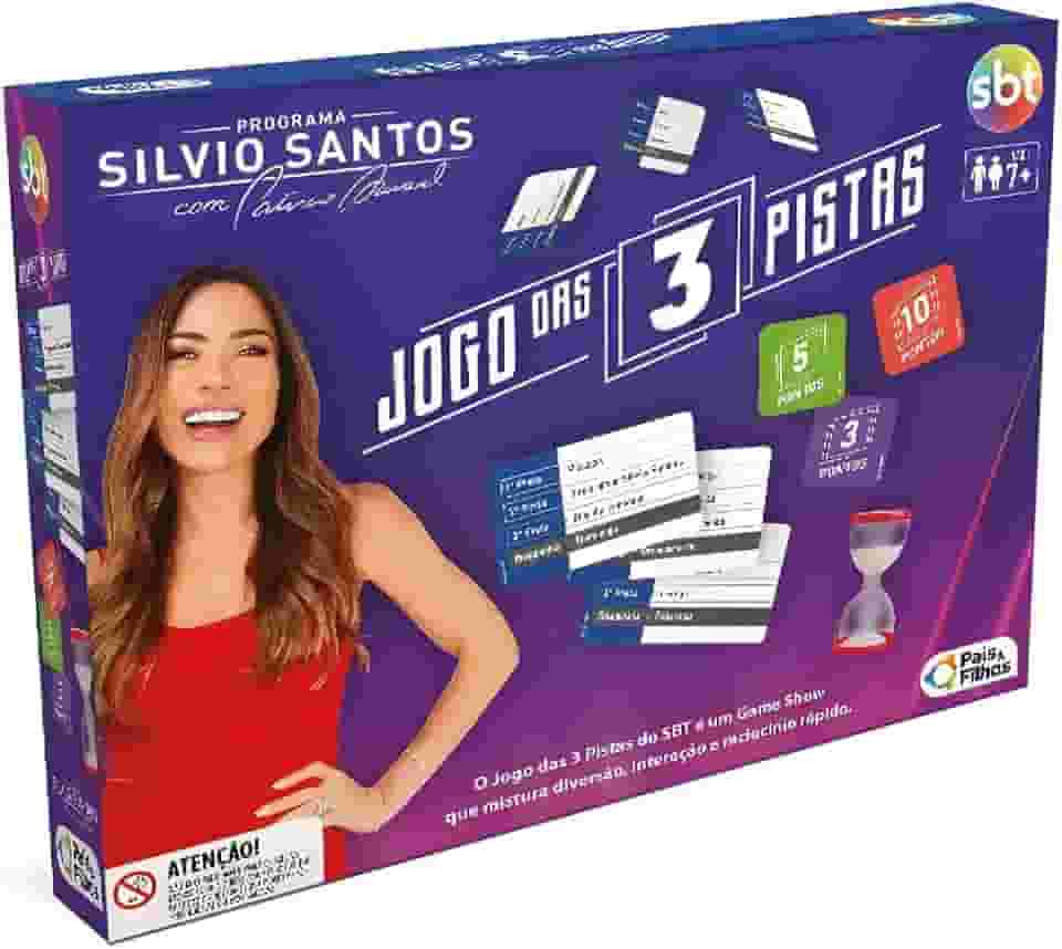 Jogo 3 Pistas Licenciado SBT Original Game Show Tabuleiro Brinquedo Adivinhação Diversão Intereção