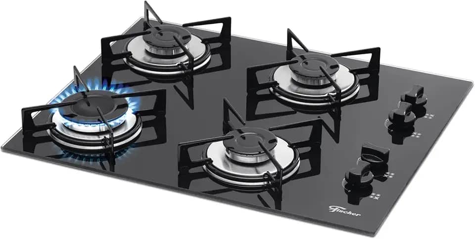 FISCHER COOKTOP GÁS 4 BOCAS MESA VIDRO PRETA BIVOLT 1519-5713